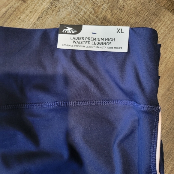 Blue Athletic Leggings with Sporty Side Stripes - Picture 2 of 7